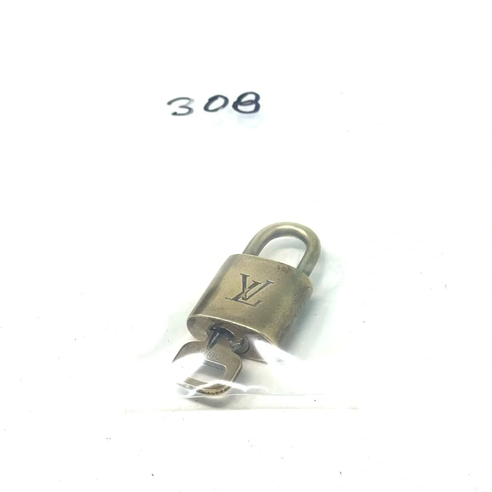 Authentic Louis Vuitton Gold Lock & Key Brass Number 308